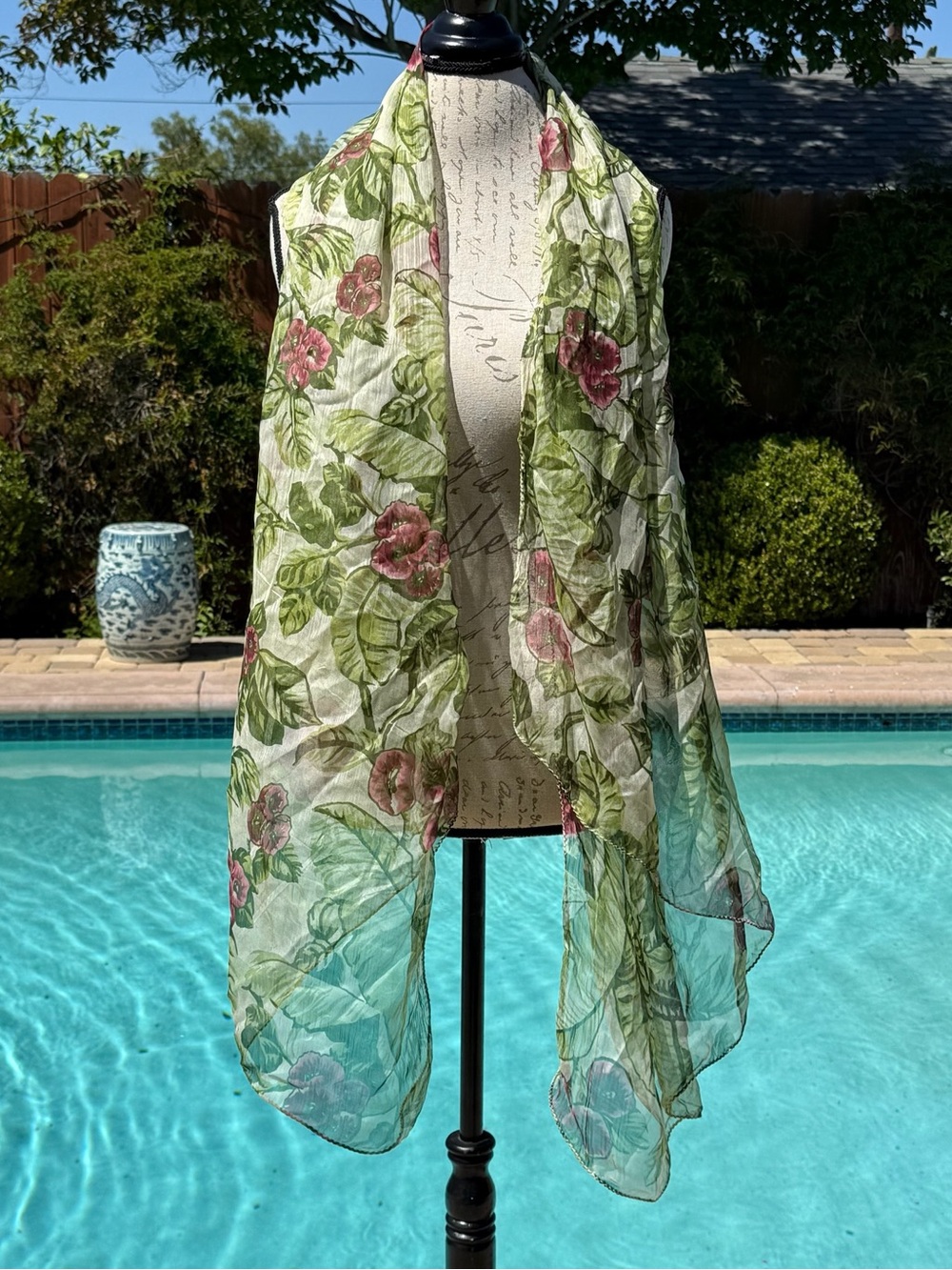 J. Crew Y2K floral chiffon scarf